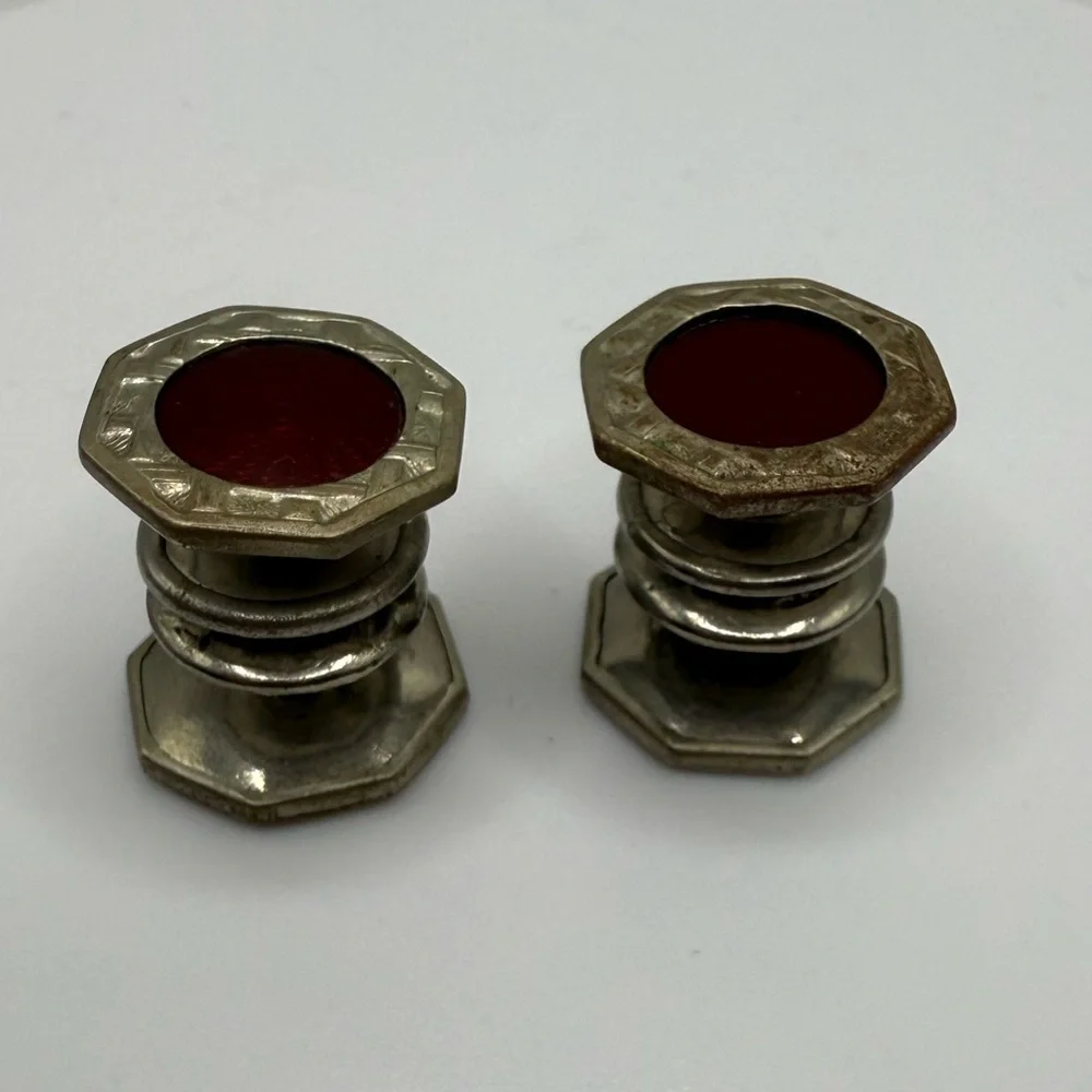 Vintage Art Deco Red Guilloché Enamel Cufflinks
